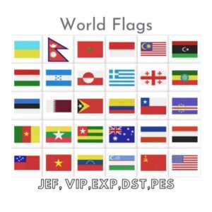 Diseño bordado banderas mundo