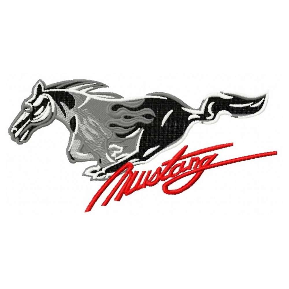 Mustang logo diseño de bordado