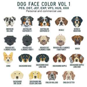 Pack caras de perros coloridas Vol. 1 - diseños de bordado