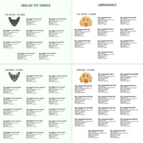 Pack caras de perros coloridas Vol. 3 - diseños de bordado